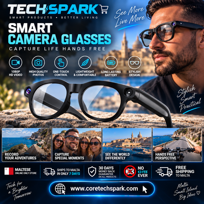tech sparkAI Smart Glasses With 8MP Camera Photo  Video Recording, Live Streaming Video Call Real Time Translation